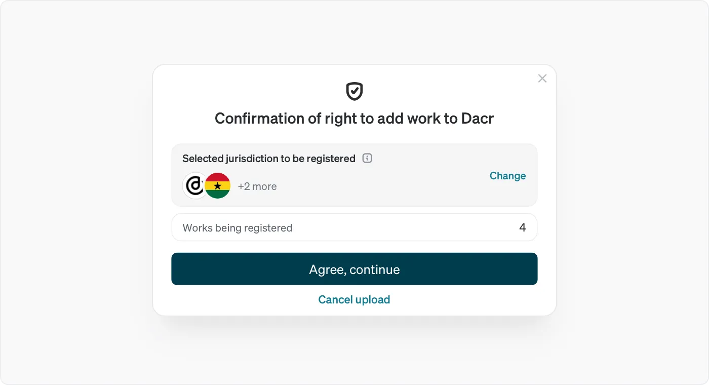 Dacr app screenshot: Choose jurisdiction.