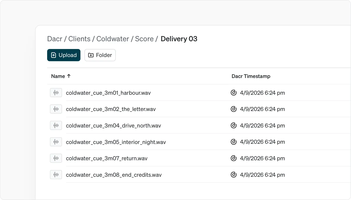 Dacr app screenshot: Copyright registration, multiple files selected.