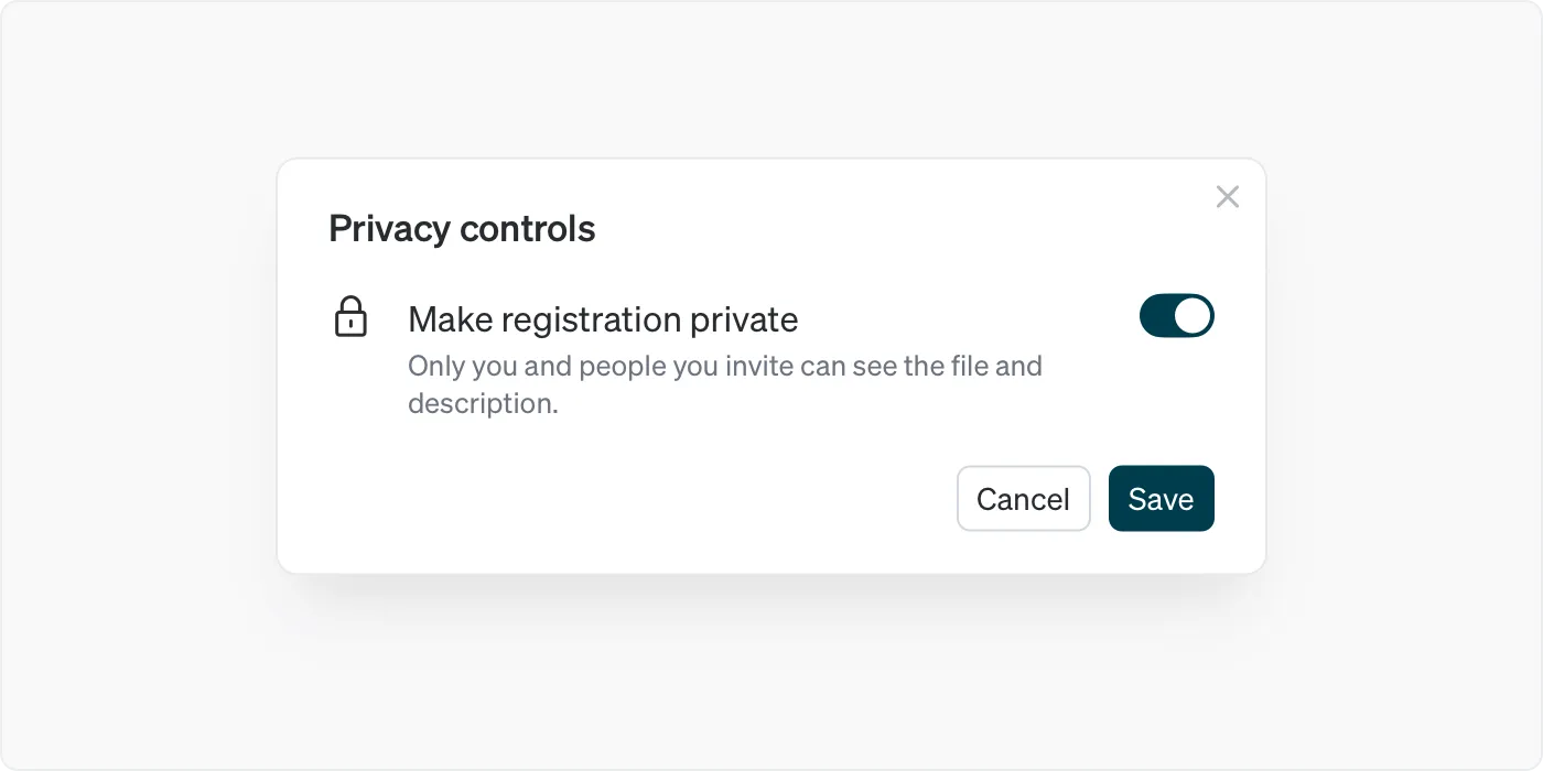 Dacr app screenshot: Privacy controls.