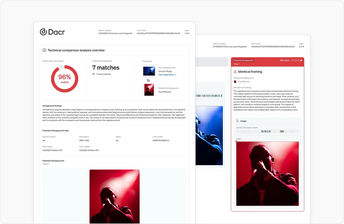 Dacr app screenshot: Report creation.