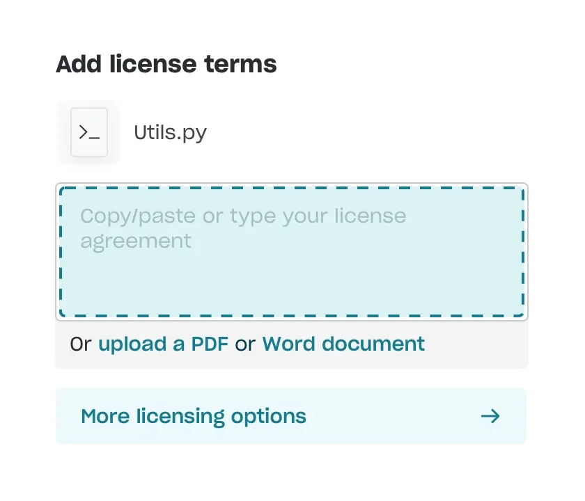 Adding licensing terms for your copyright