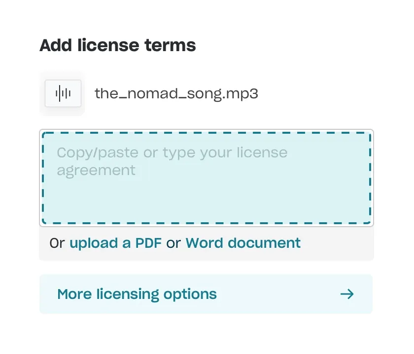 Adding licensing terms for your copyright