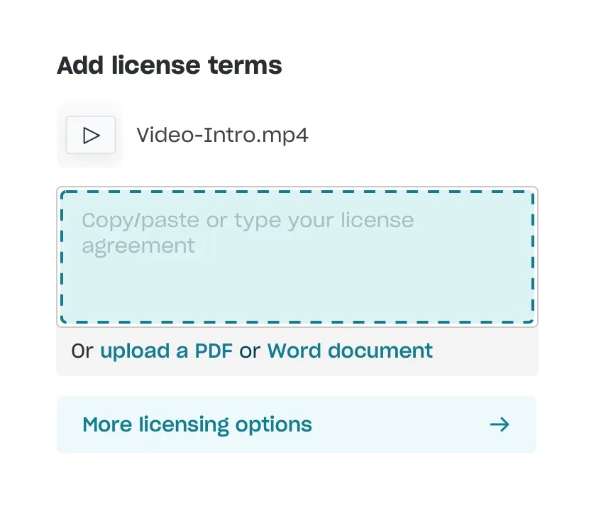 Adding licensing terms for your copyright