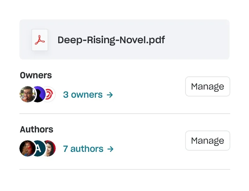 List of co-owners & authors of a copyright