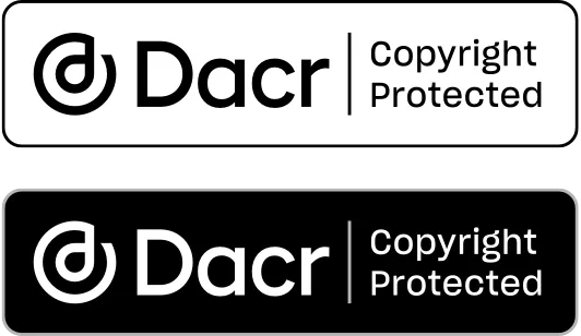 Two Dacr badges stacked - a light version and a dark version